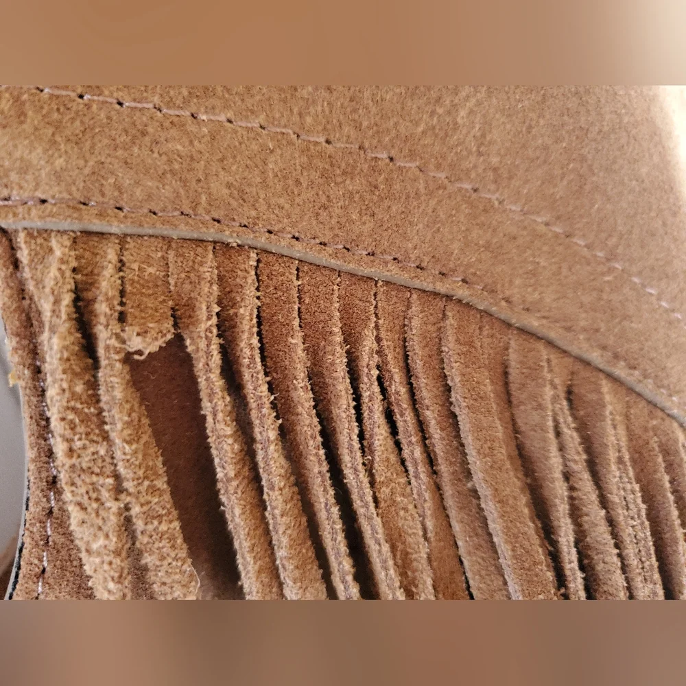 Lucky Brand Nyra Brown Fringe Suede Tote Bag NWT - Picture 9 of 9